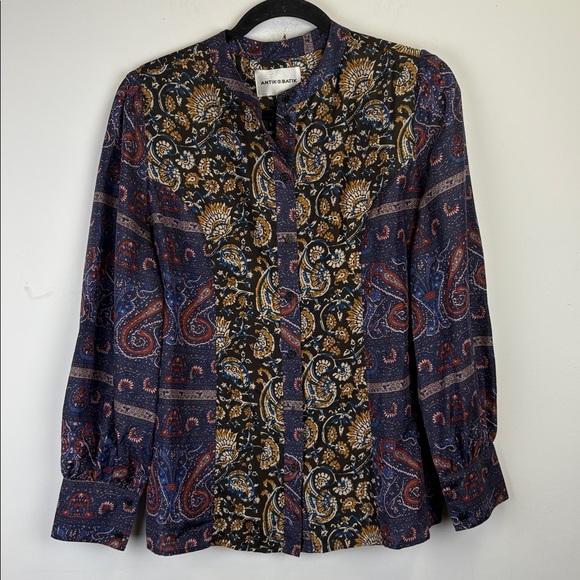 Anthropologie Antik Batik Keith Printed Silk Blouse Size Medium - Picture 2 of 10